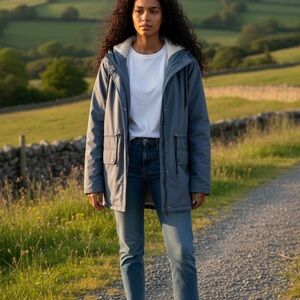 Blue Sherpa Lined Hooded Jacket